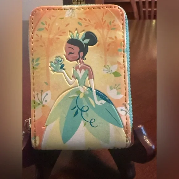 Loungefly Disney The Princess and The Frog Orange and Teal Accordian Wallet - Picture 3 of 5